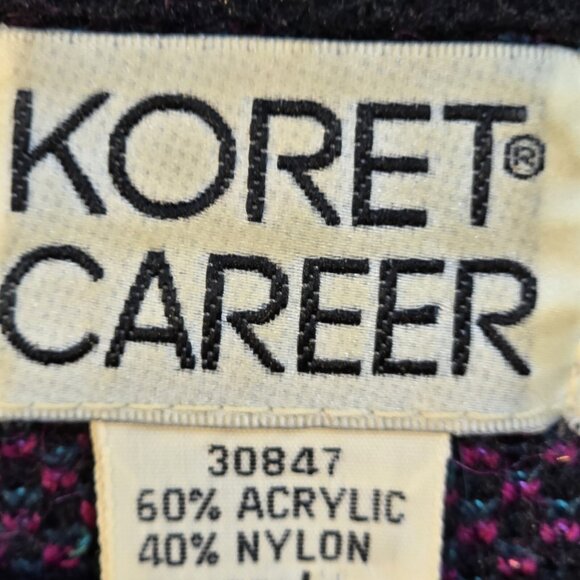 Koret Career VTG Sweater Pullover Colorful Floral Acrylic Nylon Black Women's L - Picture 10 of 11